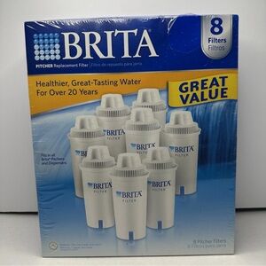 BRITA Standard Replacement Water Filters for Pitchers and Dispensers 8 Pack NIB